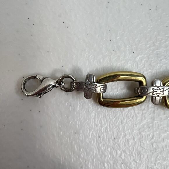 Vintage Brighton Charm Bracelet 2 Tone Links Heart Dangle 8” Long - Picture 5 of 13
